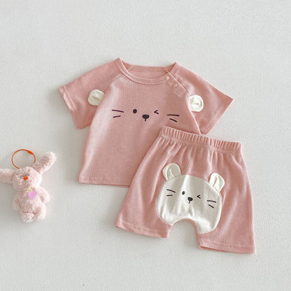 【BABY&KID】夏新作ワッフルカートゥーンセットアップSK105603