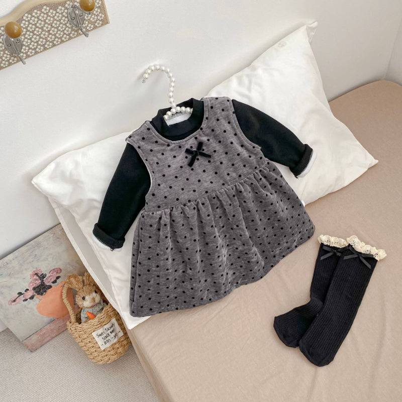 【BABY&KID】冬新作ドット裏起毛ジャンパースカートSK102730