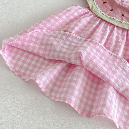 【BABY&KID】夏新作 すいかチェックロンパース、ワンピースSK105122