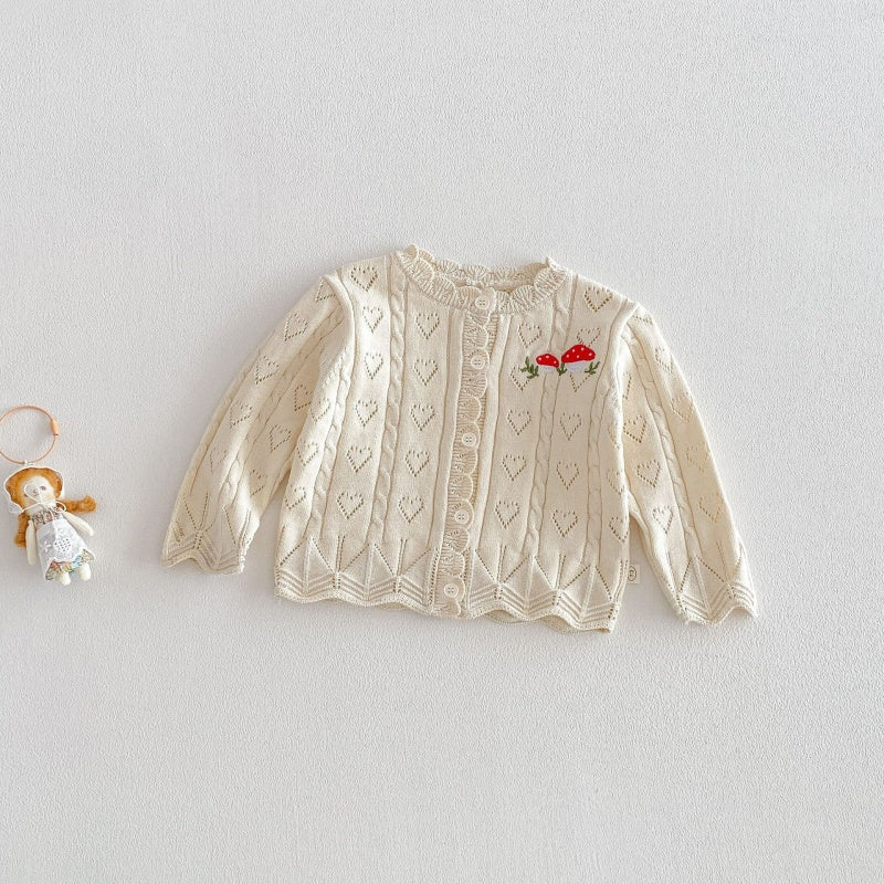 【BABY&KID】韓国風きのこ刺繍カーディガンSK104124
