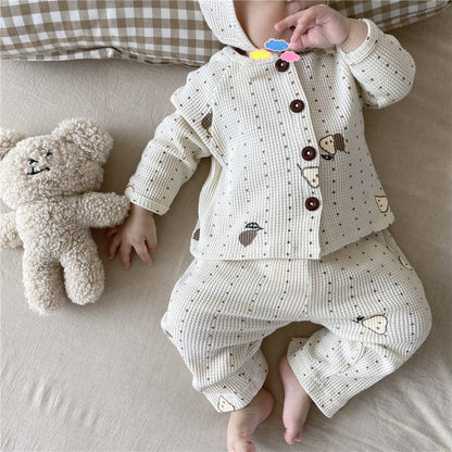 【BABY】梨柄ワッフルセットアップSK101556