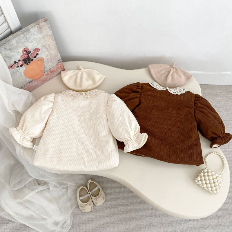 【BABY&KID】冬新作レース襟裏起毛コットンコートSK102731