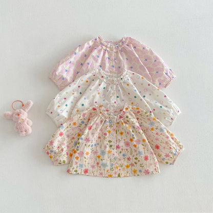 【BABY&KID】蝶結び、うさぎ、花柄プリントシャツSK104116