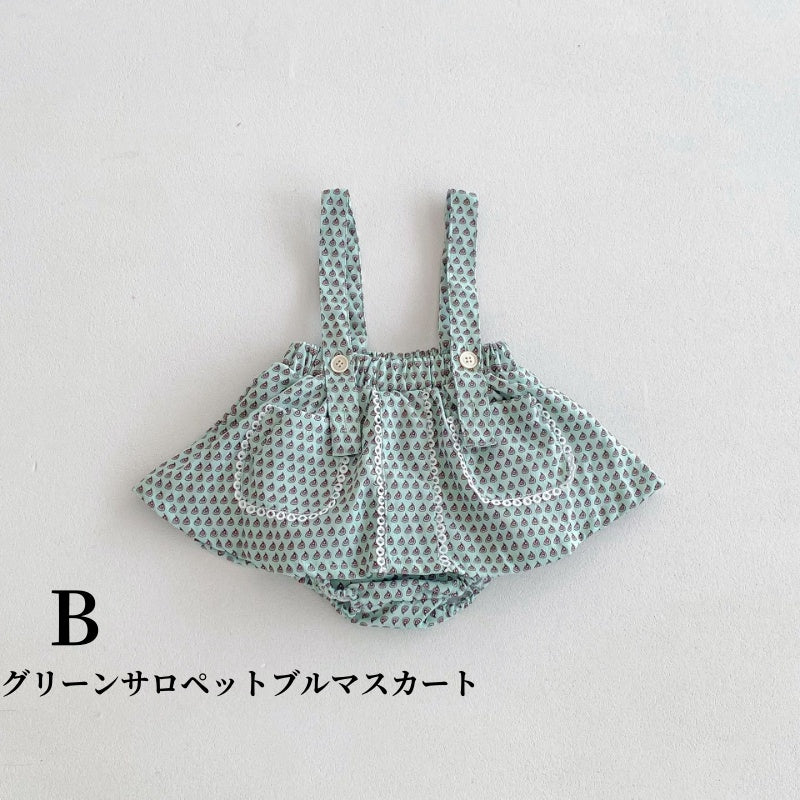 【BABY】花柄サロペットスカート、長袖TシャツSK100331