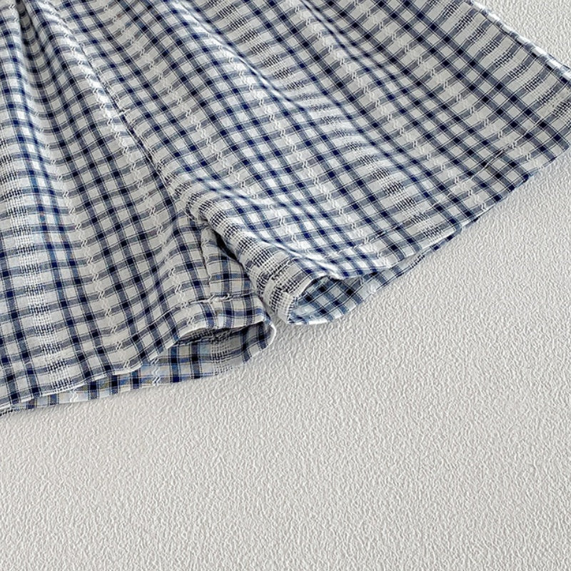 【BABY】夏新作チェックフリルスリーブセットアップSK104812