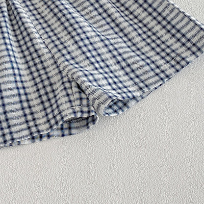 【BABY】夏新作チェックフリルスリーブセットアップSK104812