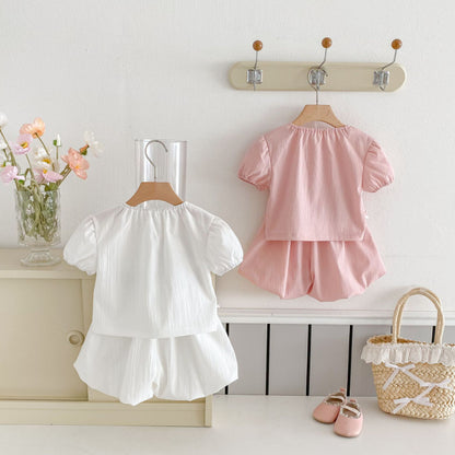 【BABY&KID】夏新作 無地蝶結びセットアップSK092226