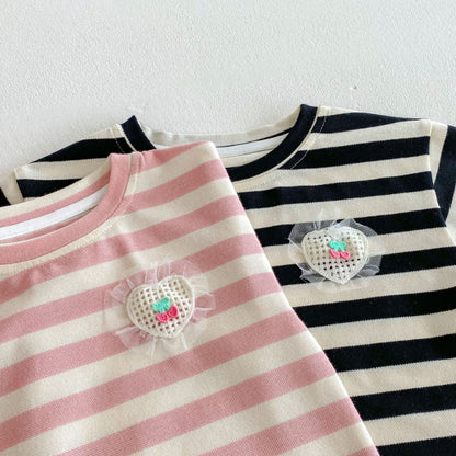 【BABY&KID】夏新作 ハートストライプセットアップSK070218