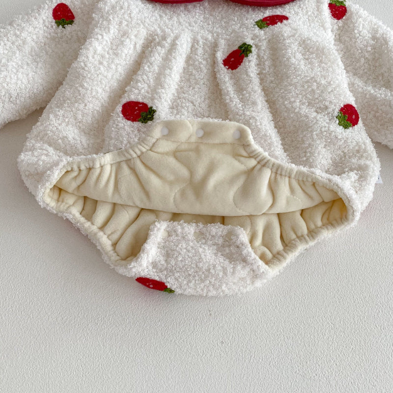 【BABY】冬新作いちご裏起毛カバーオールSK102707