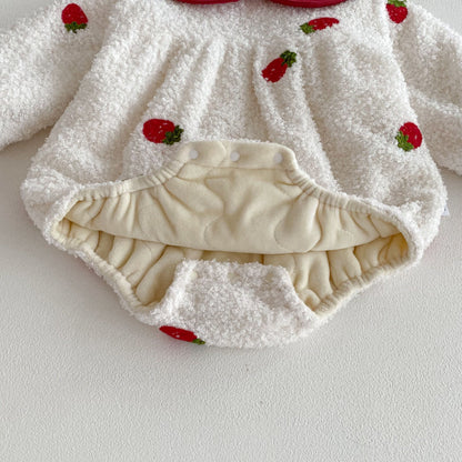 【BABY】冬新作いちご裏起毛カバーオールSK102707