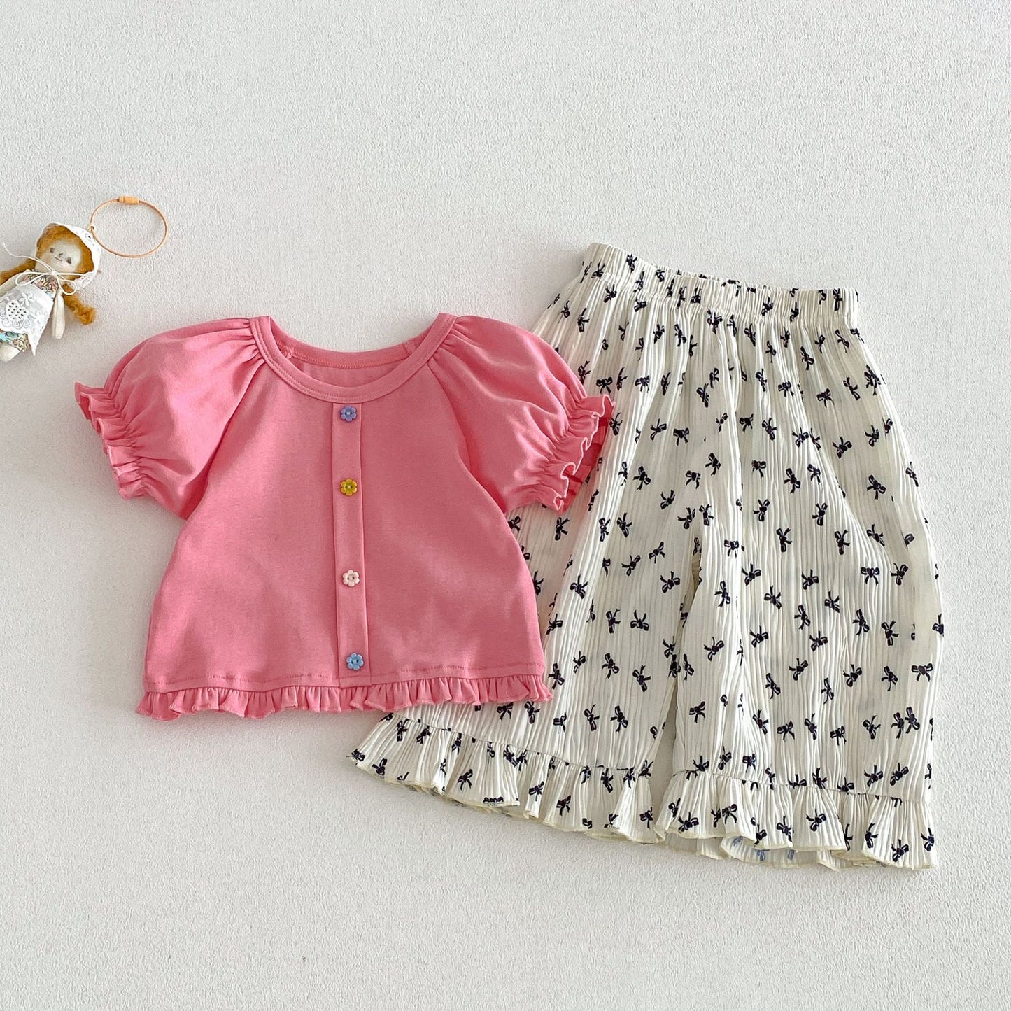 【BABY&KID】夏新作 スウィートパフスリーブTシャツSK105106
