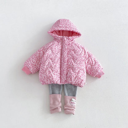 【BABY&KID】冬新作レオパード柄フード付き中綿ジャケットSK108513