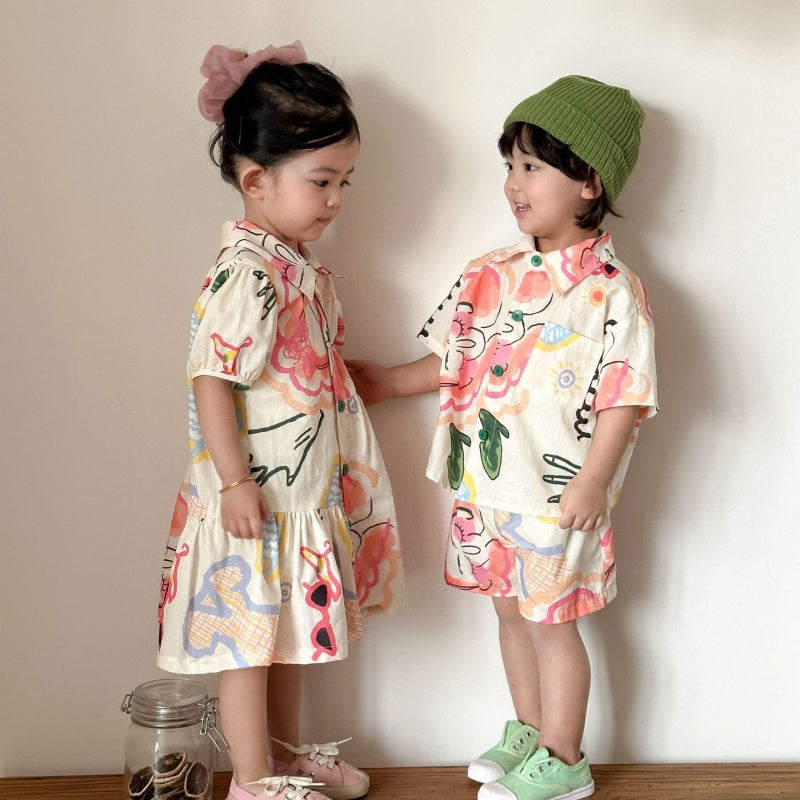 【BABY&KID】夏新作カラフルフラワーセットアップ、ワンピースSK104705