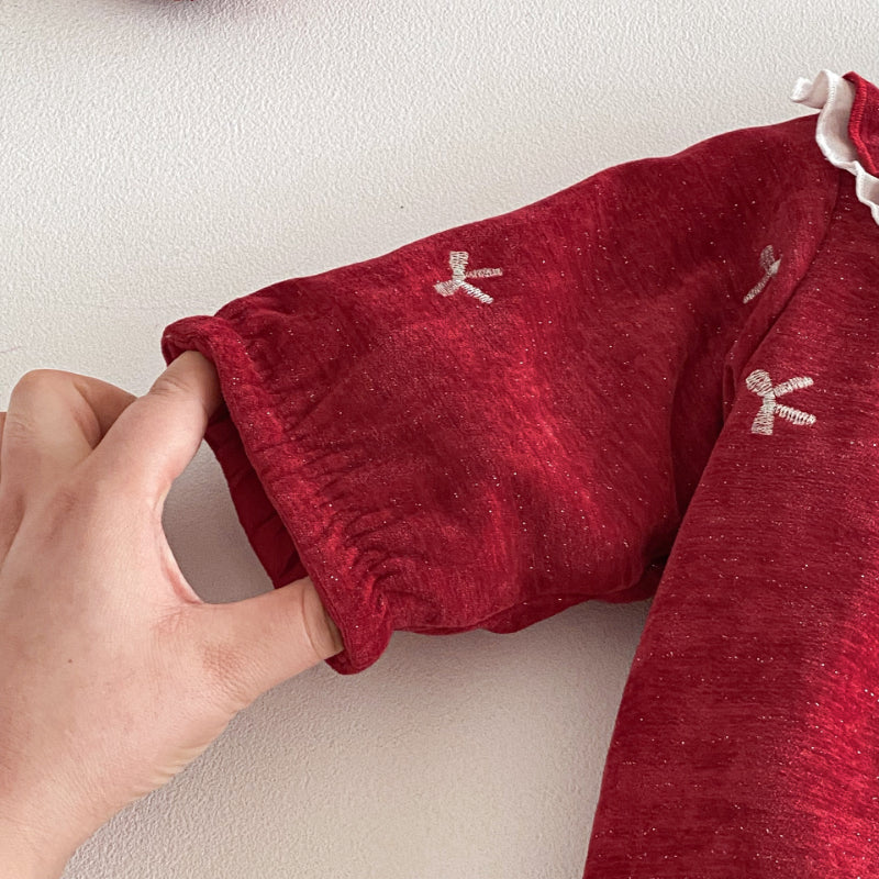 【BABY】冬新作蝶結び刺繍あったかカバーオールSK103001