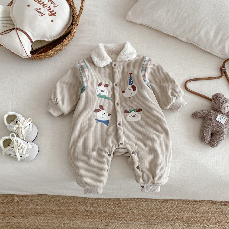 【BABY】コーデュロイ犬刺繍カバーオールSK102914