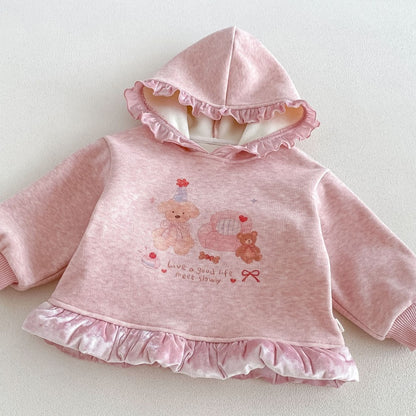 【BABY&KID】冬新作くまプリントトレーナー、フレアパンツSK108524