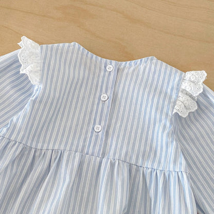 【BABY】ストライプロンパース＆レースキャミ2点セットSK103912
