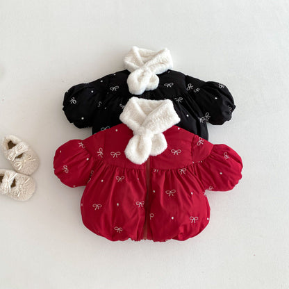 【BABY&KID】冬新作蝶結び刺繍中綿アウターSK103022