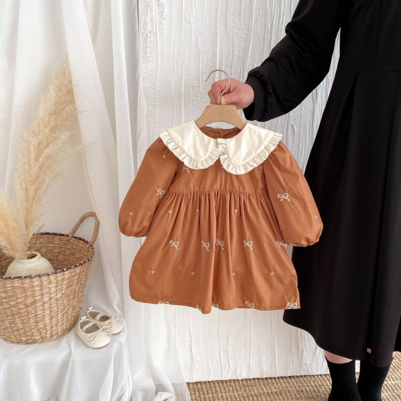 【BABY&KID】レトロ刺繍蝶結びワンピースSK011026