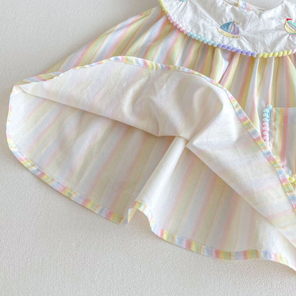 【姉妹服】夏新作 刺繍セーラー舟ロンパース、ワンピースSK072316