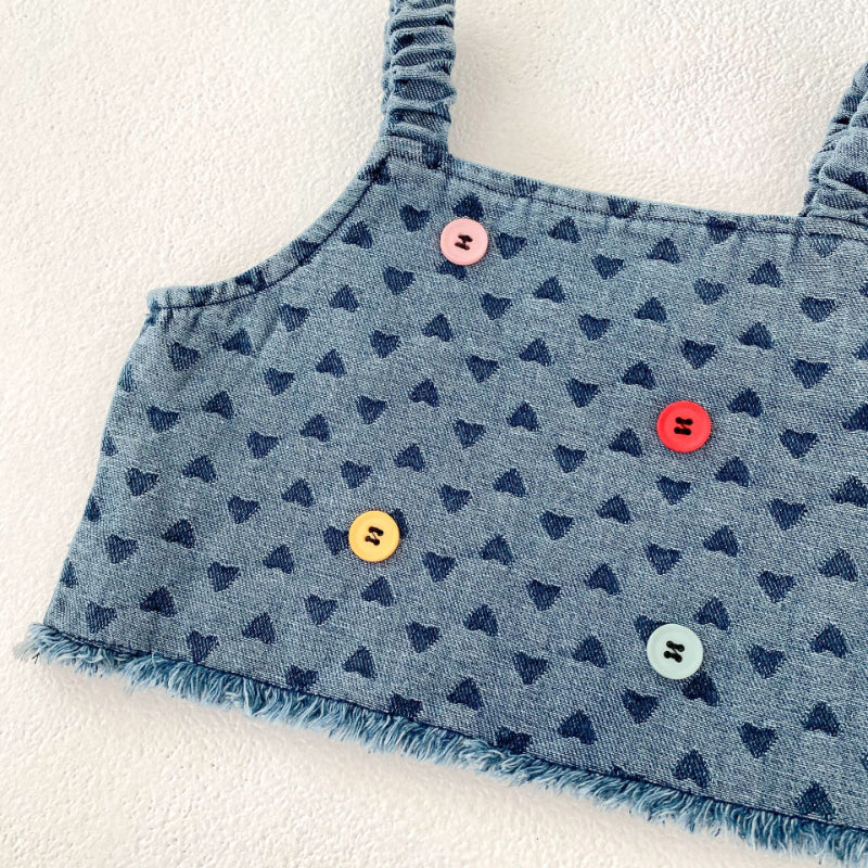 【BABY&KID】夏新作 ハートデニムセットアップSK081527