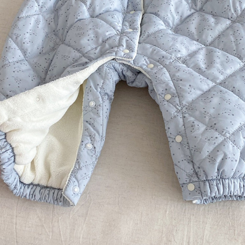 【BABY】冬新作小花柄蝶結び裏起毛カバーオールSK102704