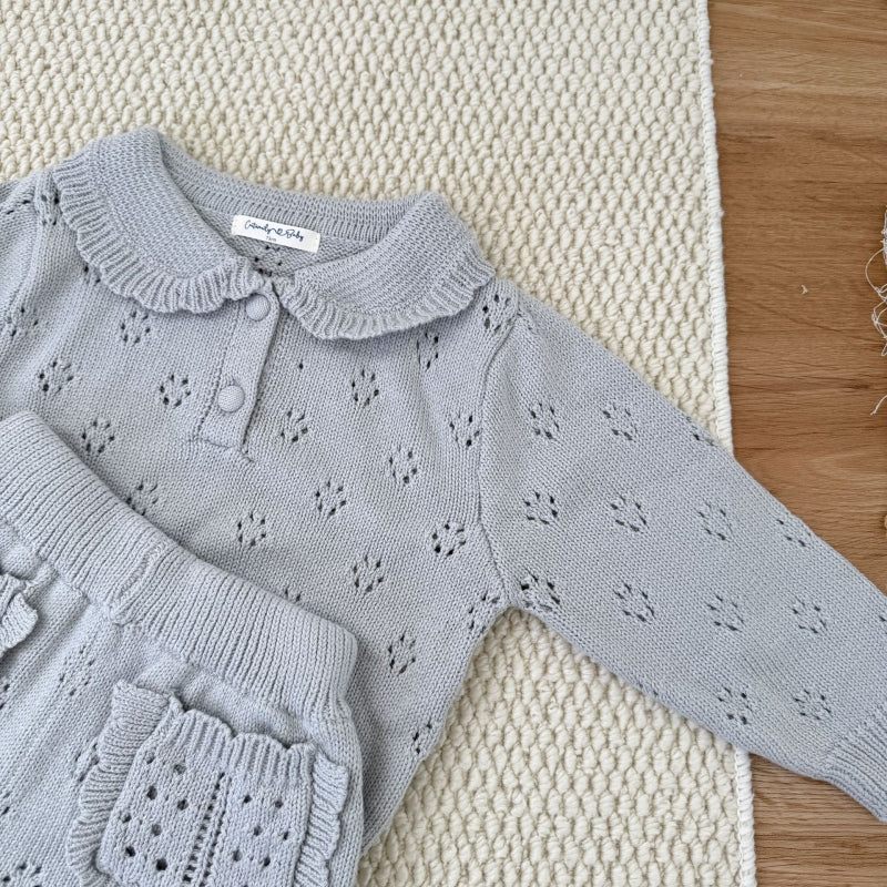 【BABY&KID-予約限定】透かしレースレトロ襟セットアップSK102233