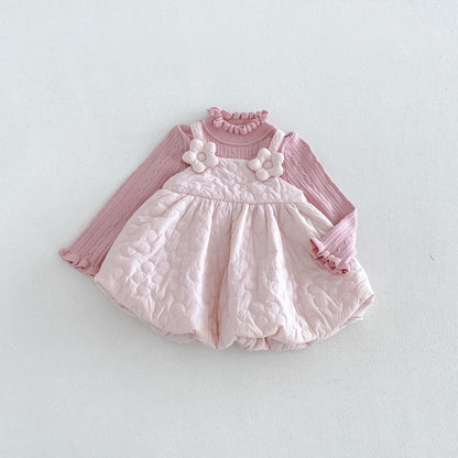 【BABY&KID】冬新作厚手フラワーワンピース、ハイネックニットSK107725