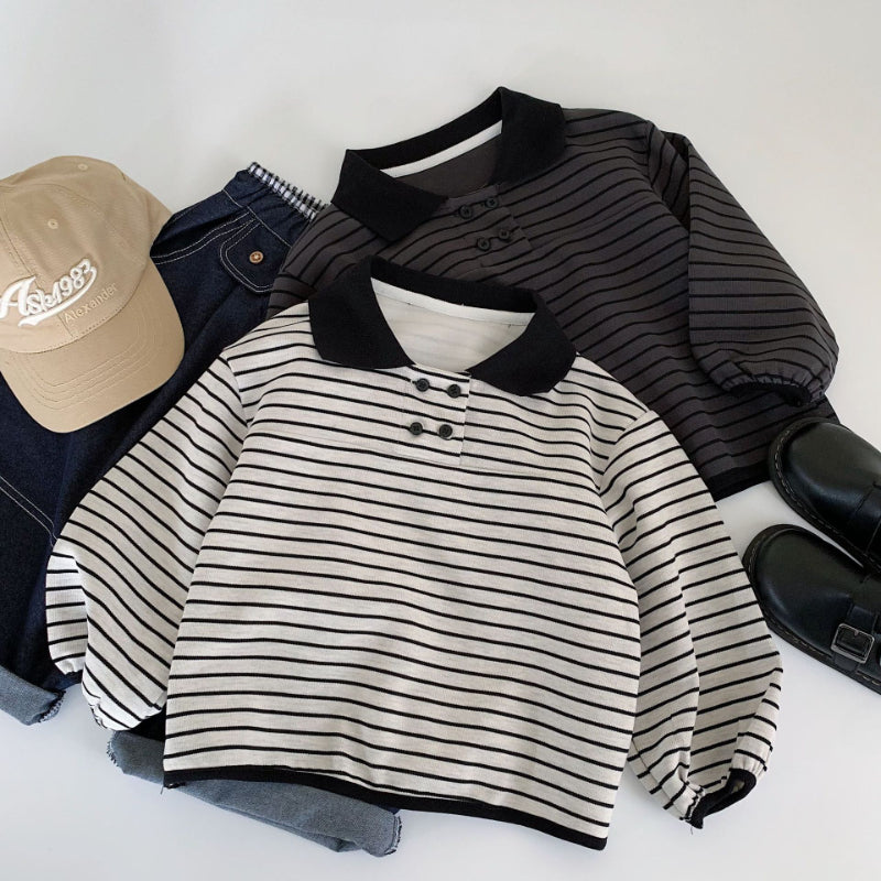 【BABY&KID】ストライプ長袖POLOシャツSK100516