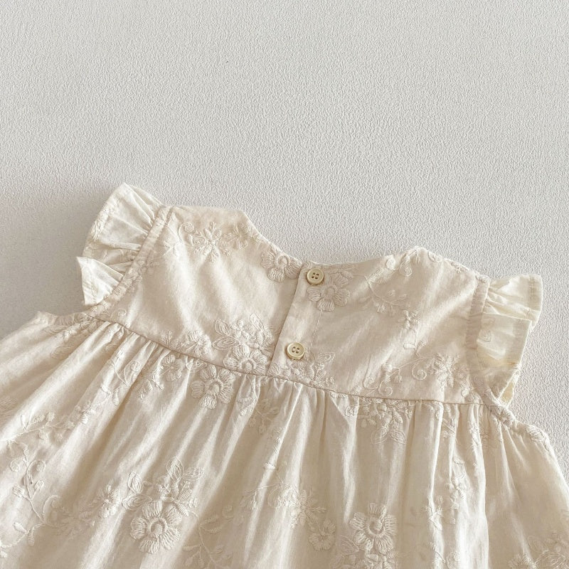 【BABY&KID】夏新作 ジャカードフリルスリーブブラウス、刺繍デニムパンツSK105215