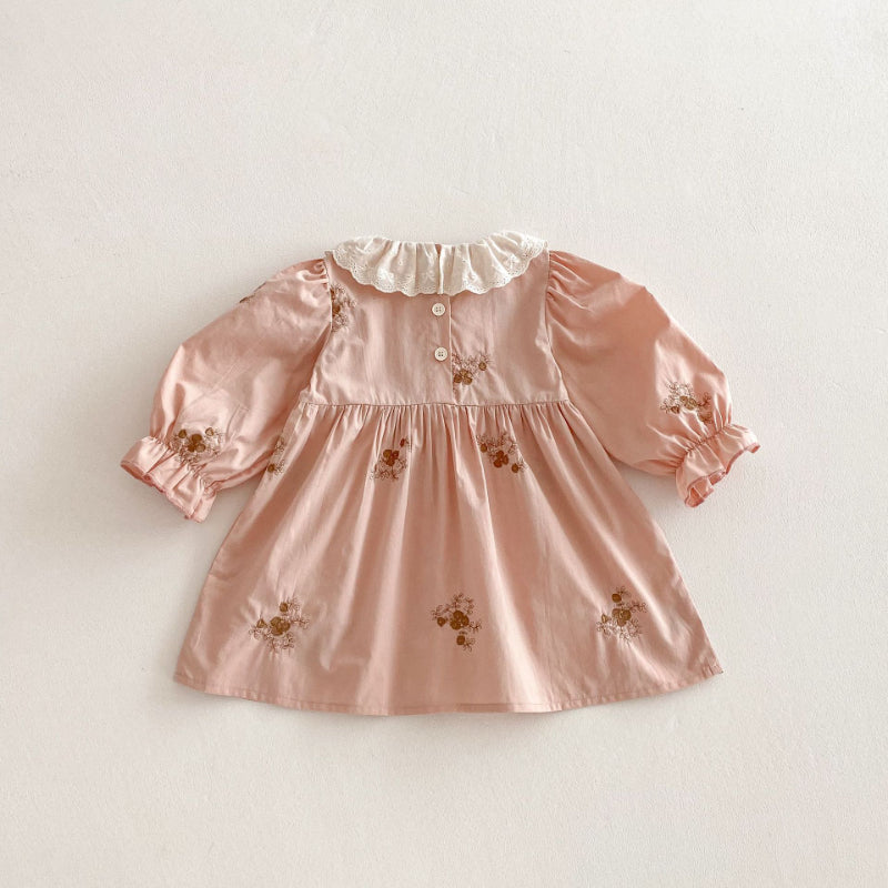 【BABY&KID】レース襟花柄刺繍ワンピースSK011013