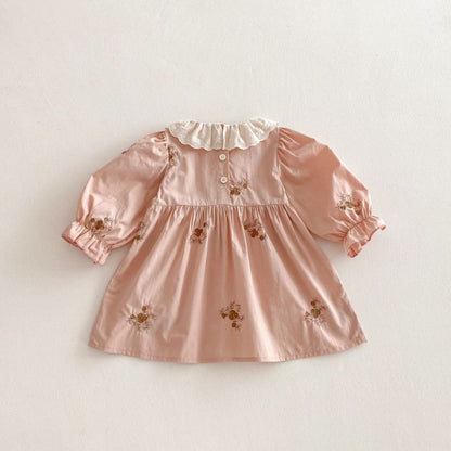 【BABY&KID】レース襟花柄刺繍ワンピースSK011013