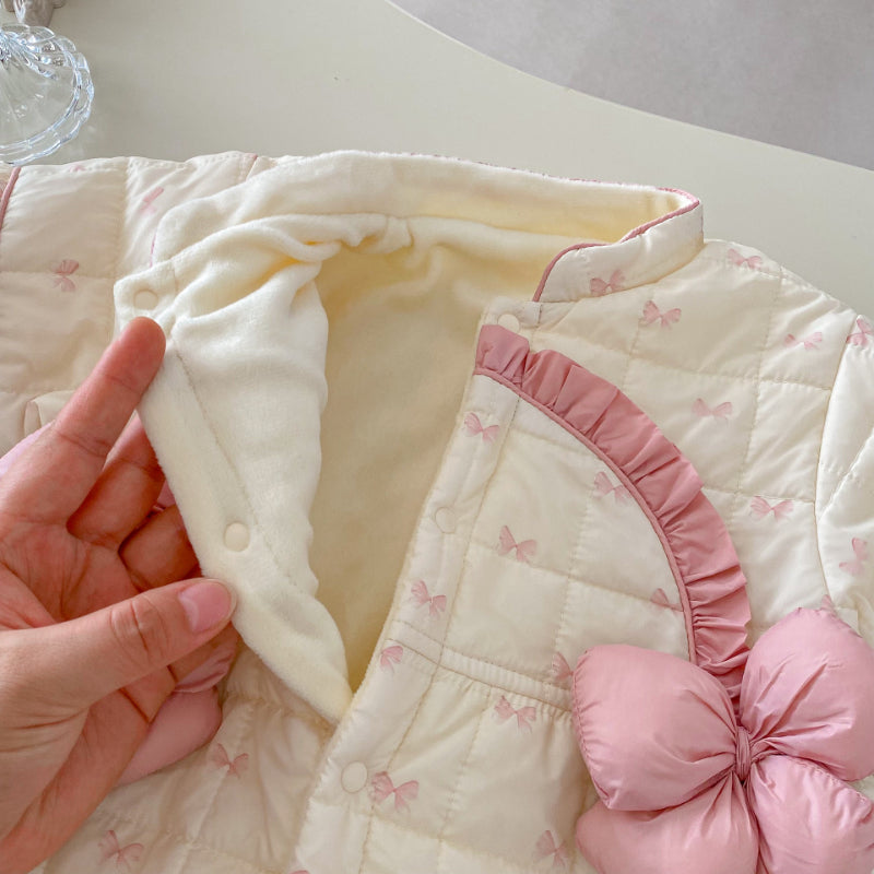 【BABY】蝶結びプリント立体フラワーカバーオールSK102926