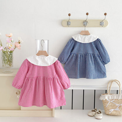 【BABY&KID】花柄刺繍チェックワンピースSK011024
