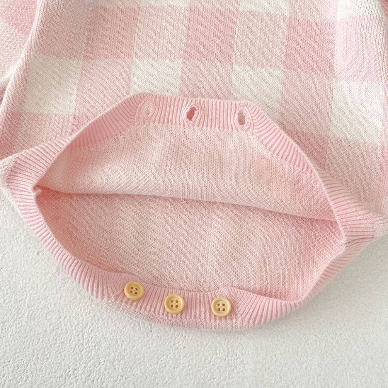 【BABY】チェックフリル袖ロンパースSK100603