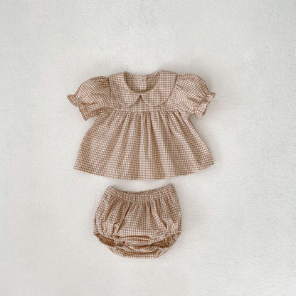 【BABY】夏新作 フラワー、チェックセットアップSK071920