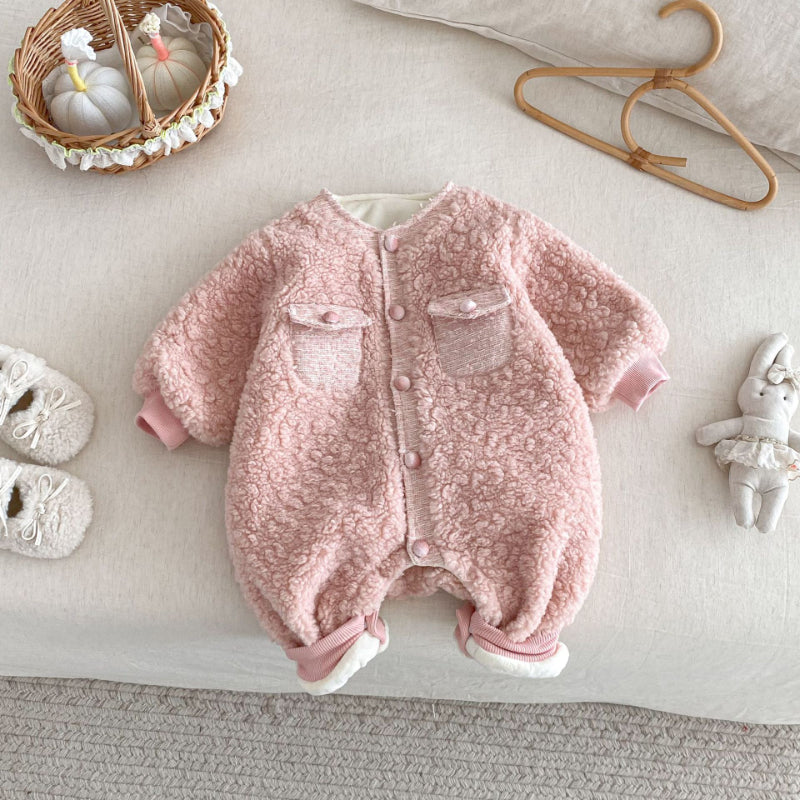 【BABY】冬新作シャネル風裏起毛カバーオールSK102509
