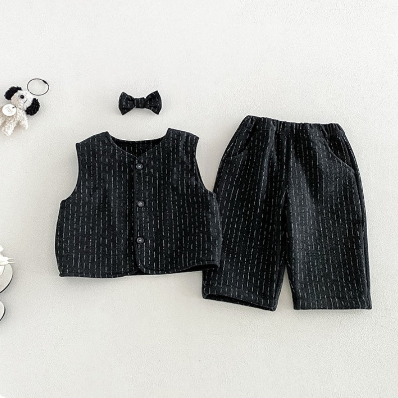 【BABY】冬新作厚手ベストセットアップ、裏起毛トップスSK108312