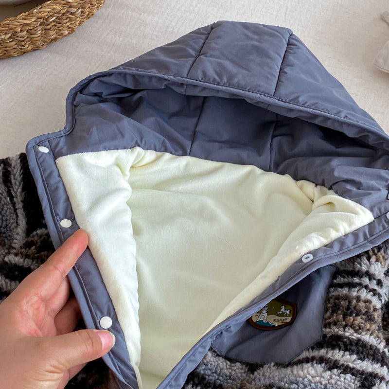 【BABY】レトロフード裏起毛カバーオールSK102927