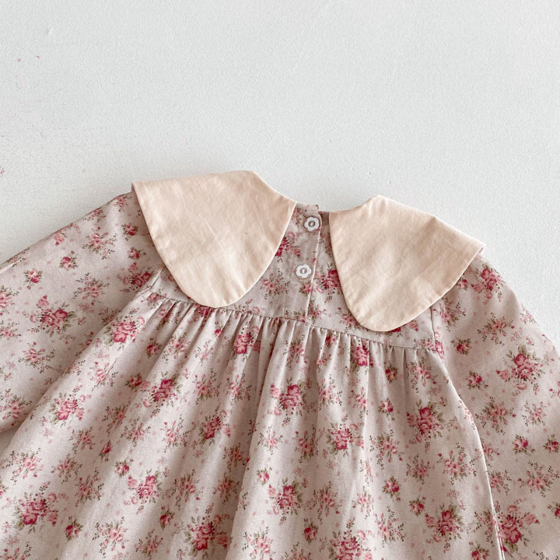 【BABY&KID】花柄刺繍スクエアネックワンピースSK011016