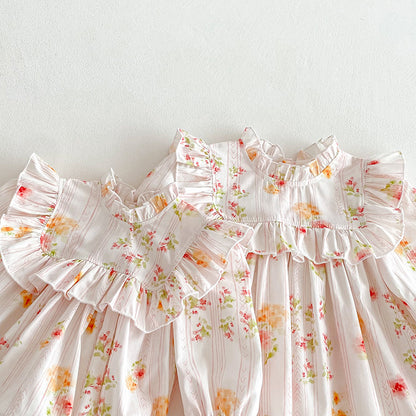 【姉妹服】カラフル花柄ロンパース、ワンピースSK101138