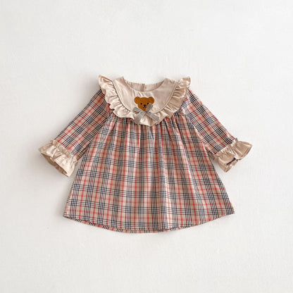 【BABY&KID】チェックくまさんワンピースSK011003