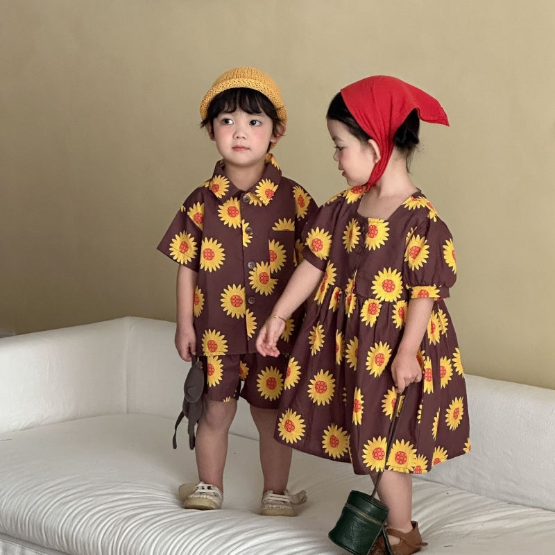 【BABY&KID】夏新作ひまわりセットアップ、ワンピースSK104711