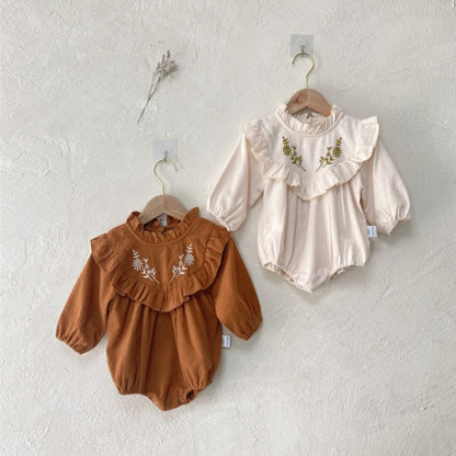 【BABY】起毛花柄刺繍ロンパースSK101522