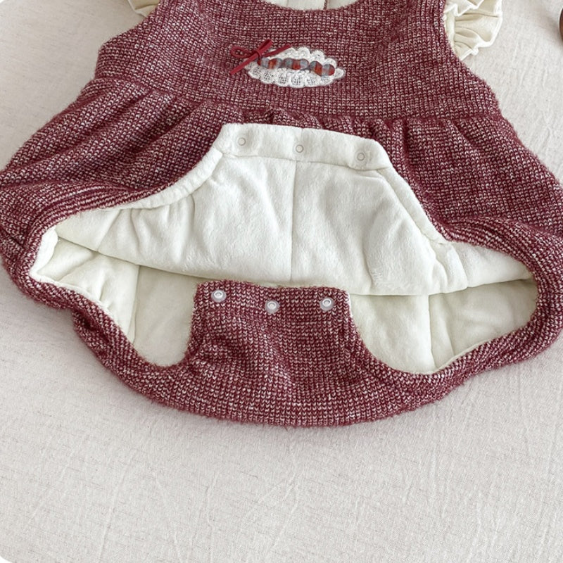 【BABY】冬新作ハート刺繍あったかロンパース、うさ耳あったかケープSK103113