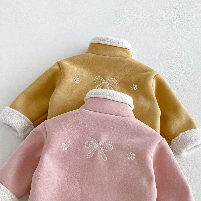 【BABY&KID】冬新作蝶結び裏起毛ジャケット、デニムパンツSK108523