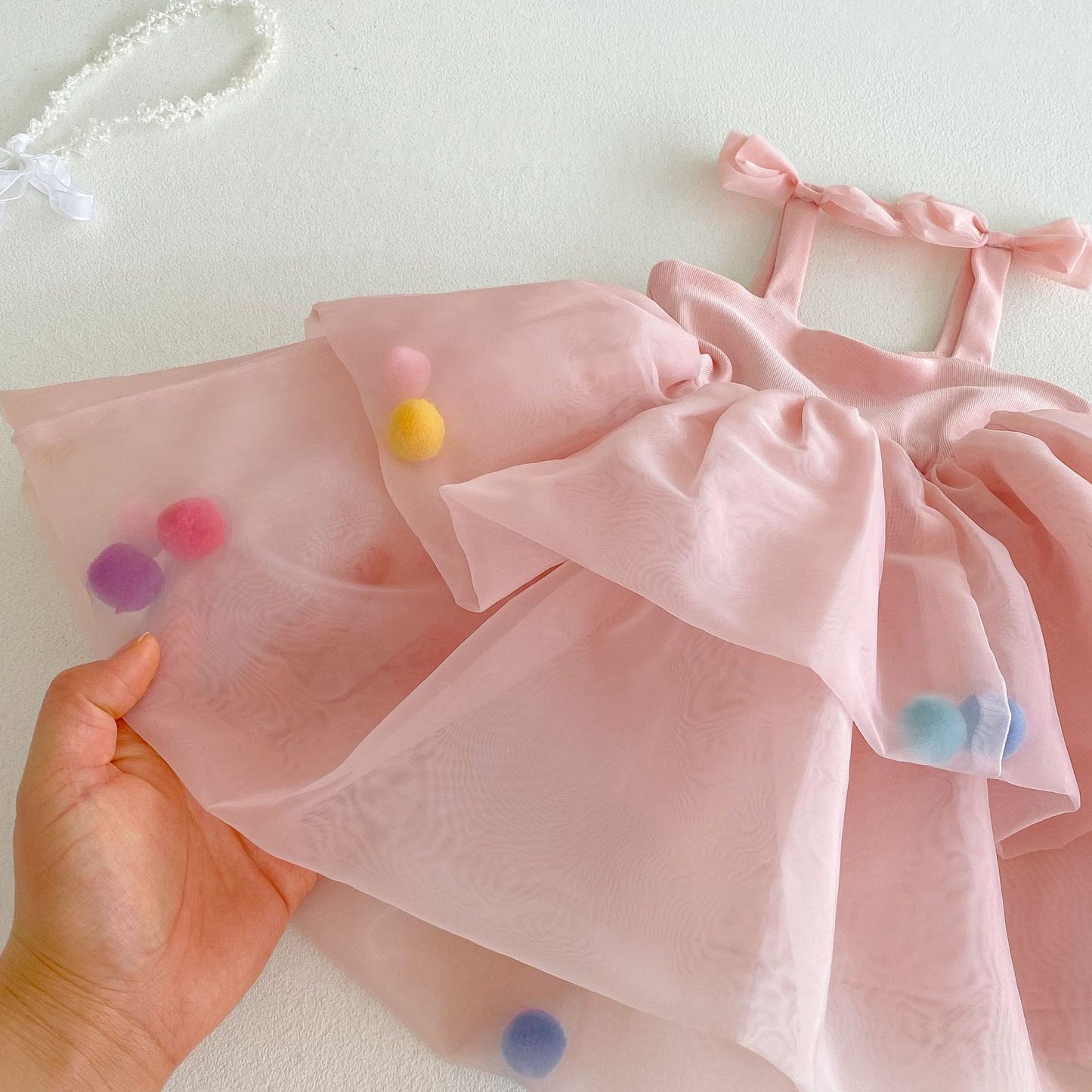 【BABY&KID】夏新作 チュールポンポンワンピースSK105123