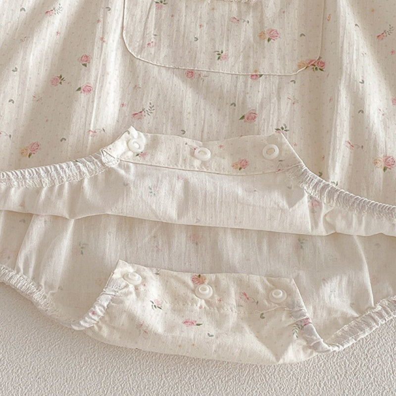 【BABY】夏新作小花柄サロペットロンパース＆レース襟TシャツSK104504