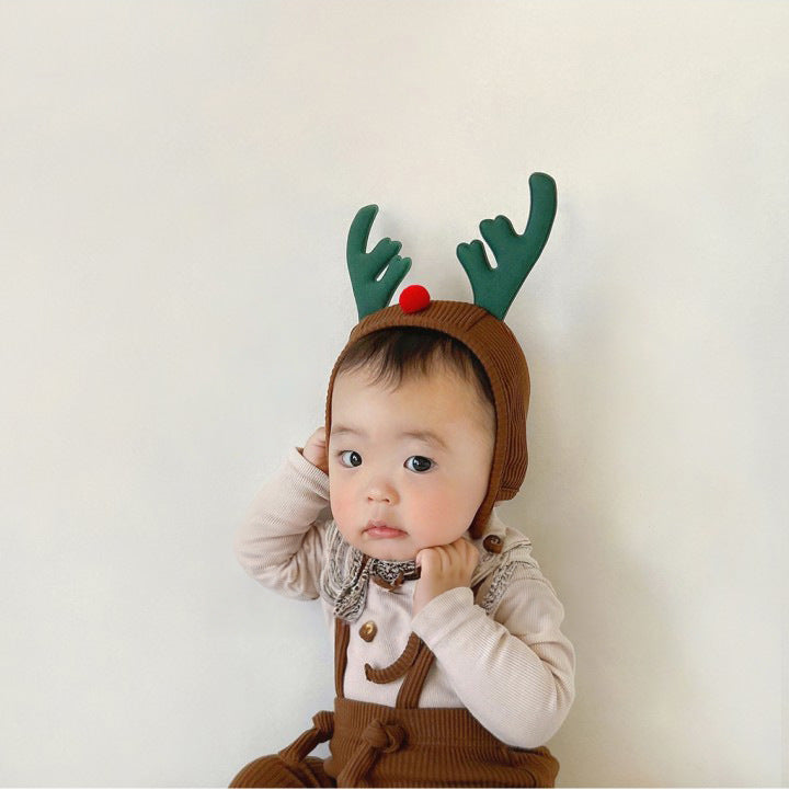 【BABY】クリスマス風ストレッチサロペット、帽子SK102818