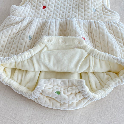 【BABY】冬新作カラフルハート裏起毛ロンパース、レースリブインナーSK102212